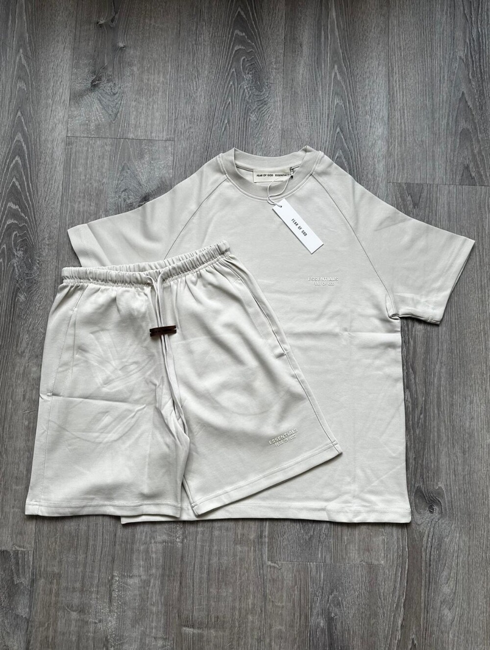 Fear of God Essentials Men's Cream T-Shirt & Shorts Set- Size 2XL